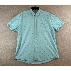 7 Diamonds Men’s XL Shirt Mint Green Shark Print Short Sleeve Button Down
